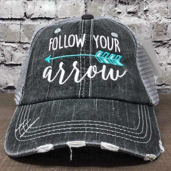 "Follow Your Arrow" Embroidered & Distressed Cap - Picture 2 of 8